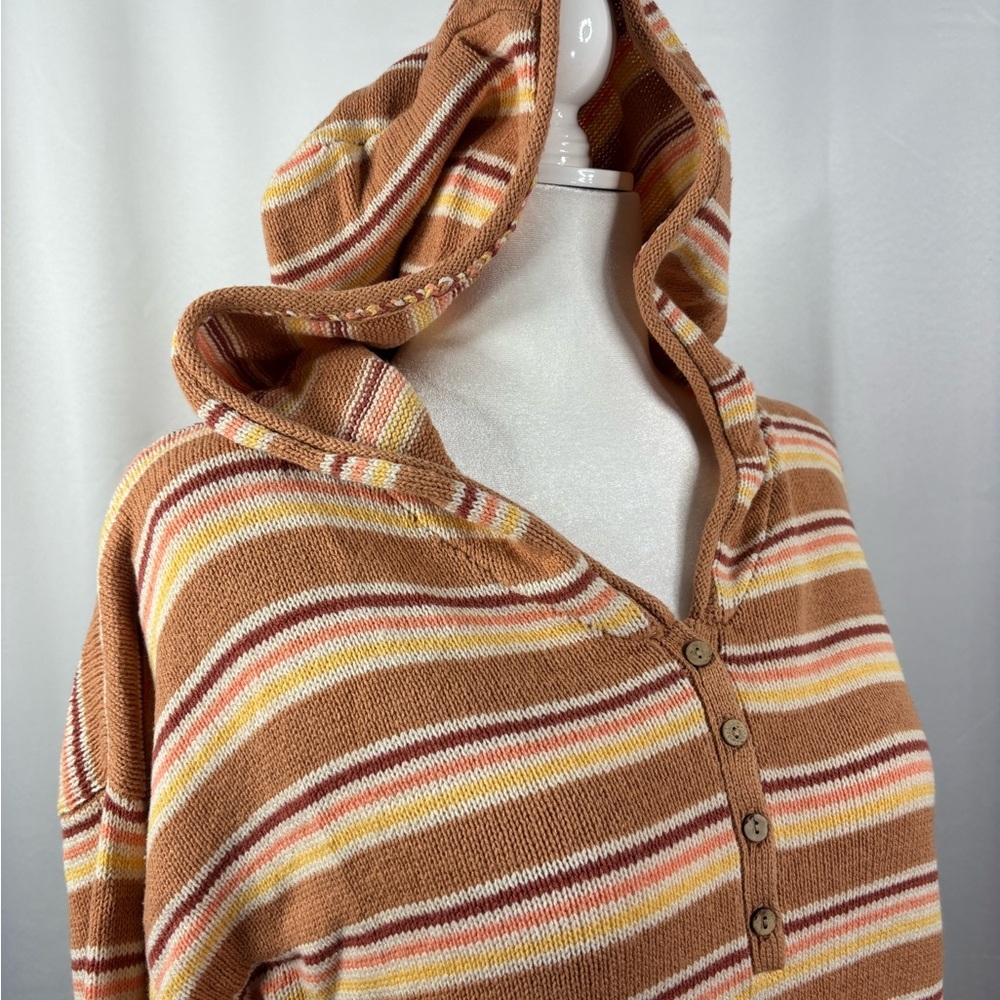 ROXY Striped Cropped Side Swipe Poncho Cropped Hoodie-- NWT-L - Picture 11 of 13
